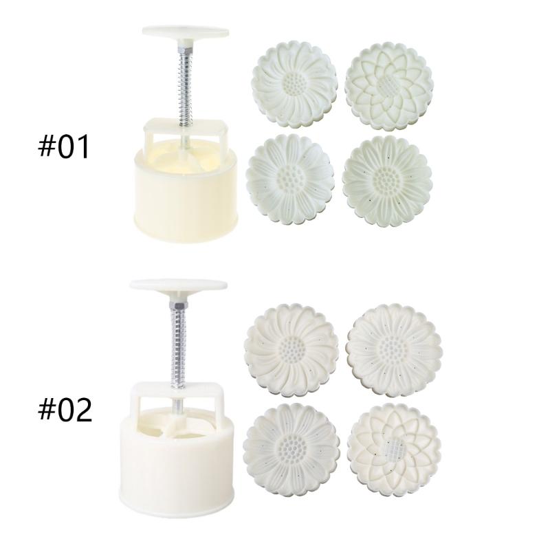 150g/200g Flower Shape Pastry Moulds Mooncake Mold Mooncake Mould Hand Pressure Tool Plastic Material Baking Accessories