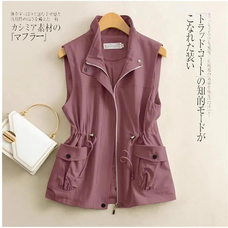 Short Waistcoat Jacket Women's Slim Spring Autumn Casual Outerwear Vest Ladies Loose Pure Cotton Sleeveless Coats