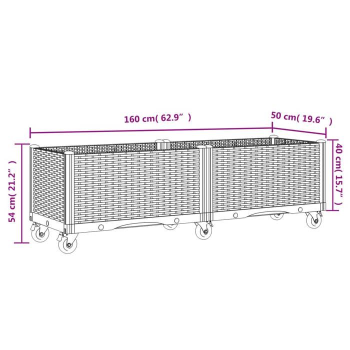 VidaXL Jardinière à Roulettes, Bac à Fleurs, Pot à Plantes, Boîte à Fleurs Jardin Terrasse Patio Extérieur, Bleu Gris 367979