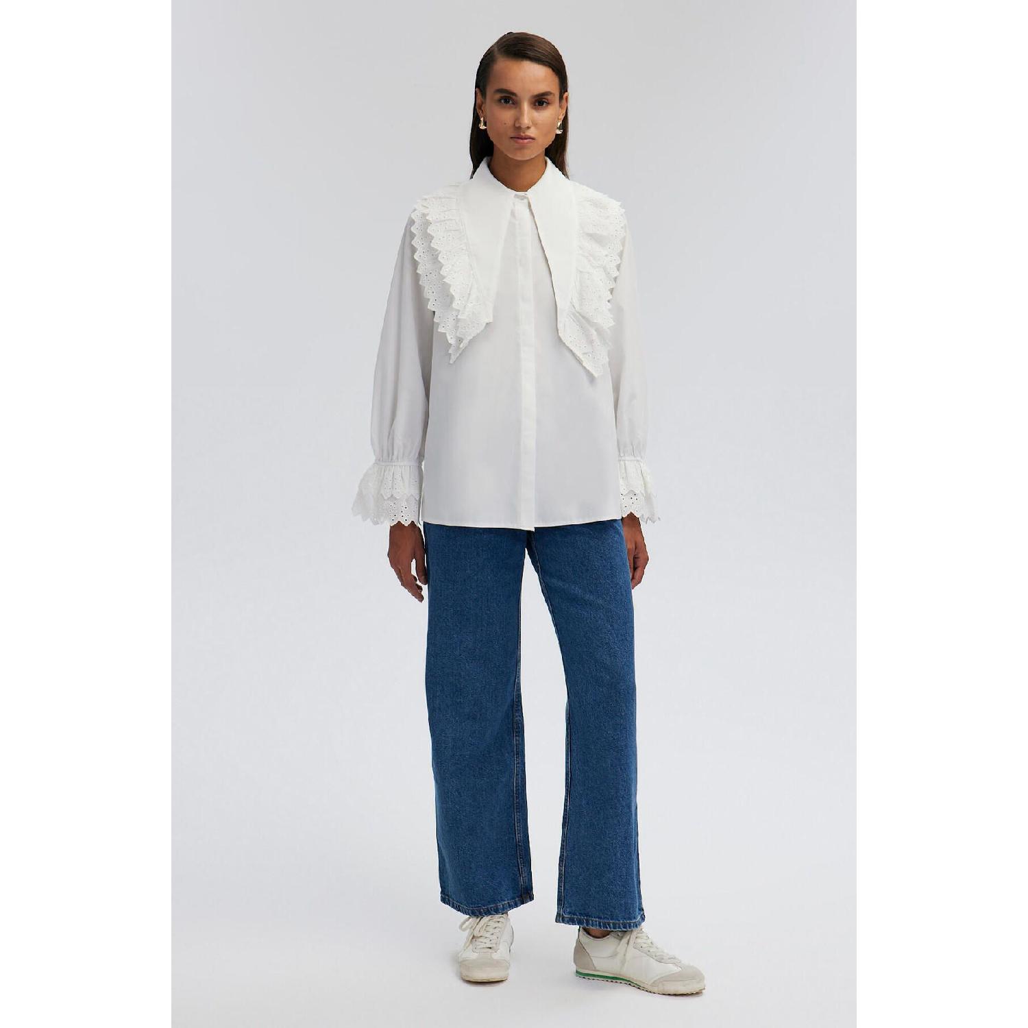 

Lace Wide Collar Poplin Shirt 36 белый