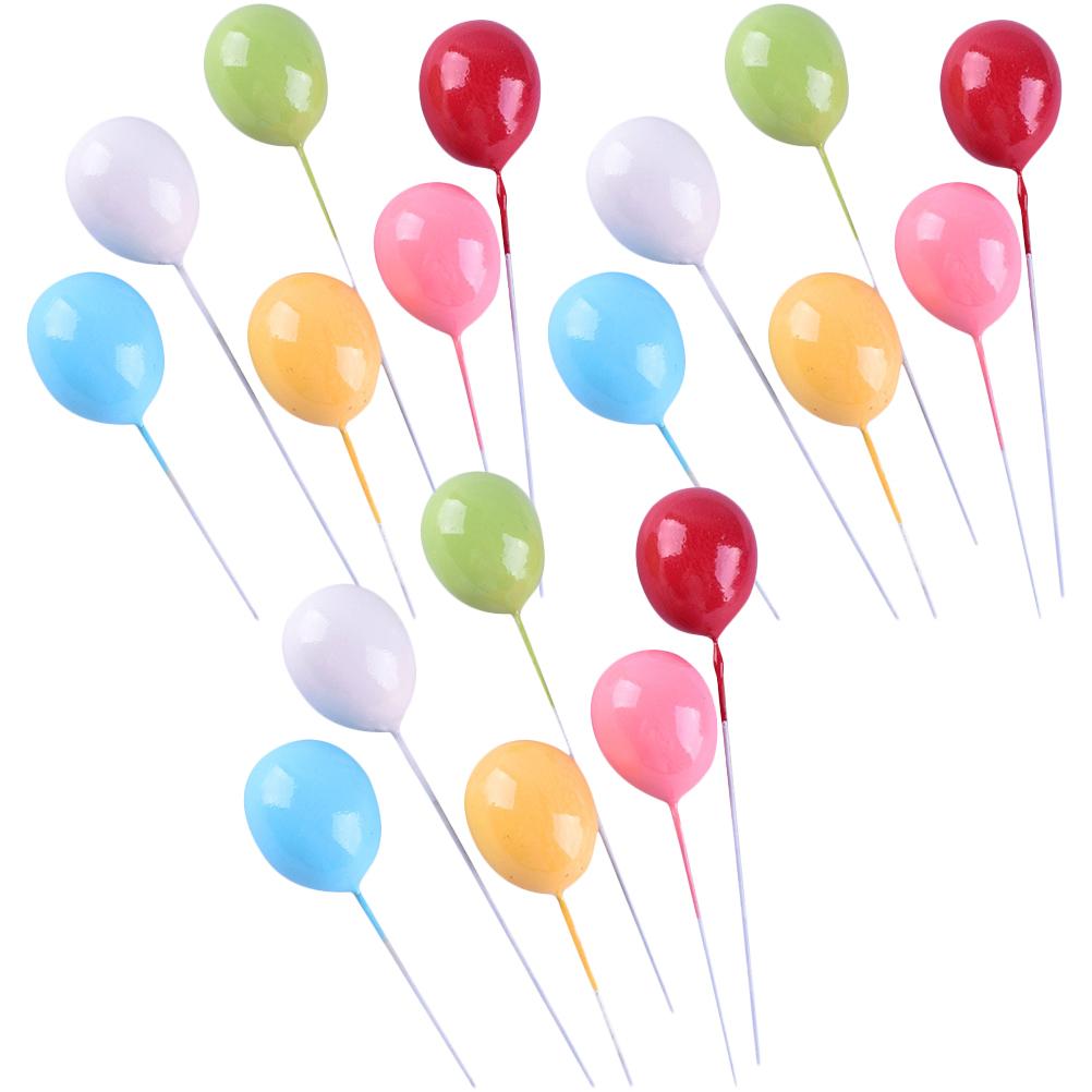 18 Pcs Balloon Cake Insert Rectangular Container Picks Party Ornaments Small Foam Birthday Decoration Cupcake