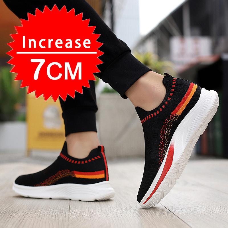 Outdoor Herren Sneaker Mesh Atmungsaktive Schuhe mit Absatz 7CM Erhöhungsschuhe Herren Versteckte Absätze Lässige Sportschuhe Tenis Masculino