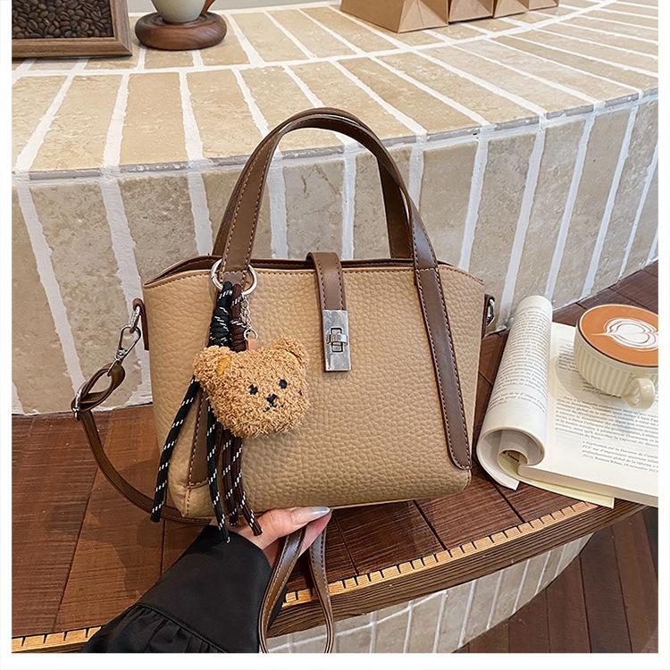 Fashionable Street-Style Bucket Handbag Women's Crossbody Bags Luxury Purse Lock Buckle Single Shoulder Bags Daily Match