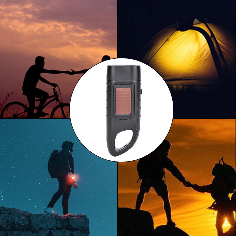 AT5503 ABS Plastic Solar Hand Crank Flashlight Emergency LED Portable Torch for Climbing