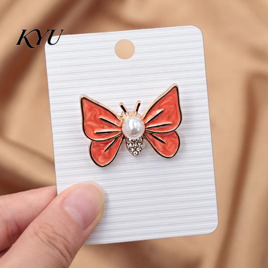 Metal Butterfly Brooch Faux Pearl Rhinestone Brooch, Dainty Decorative Badge Fashion Accessories Pin, Sweater Cardigan Coat Dress Jewelry Anti-rust