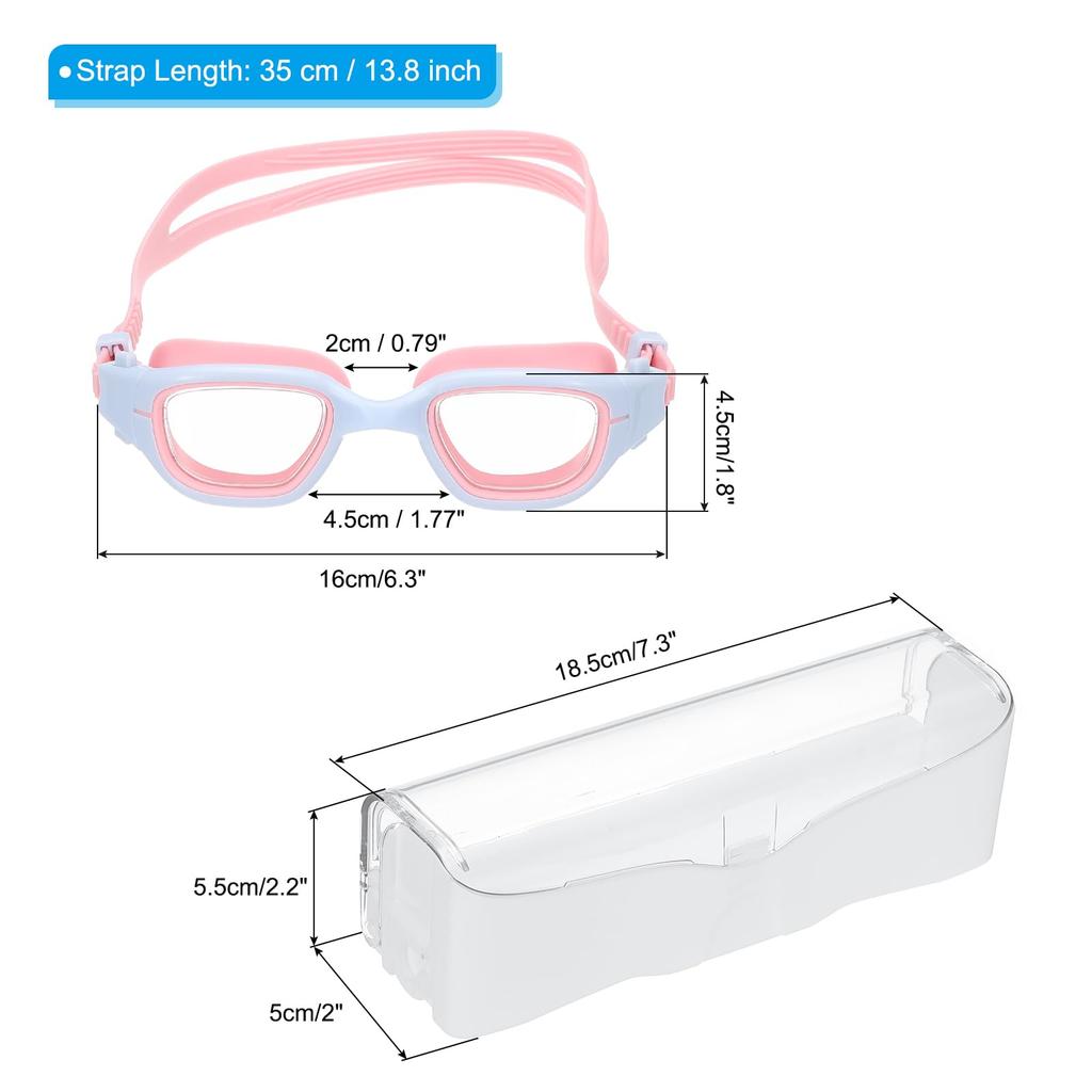 PATIKIL Unisex Swimming Goggles for Sunlight for Pools, Resistant, Leak-Free, Teenagers, Blue/Pink