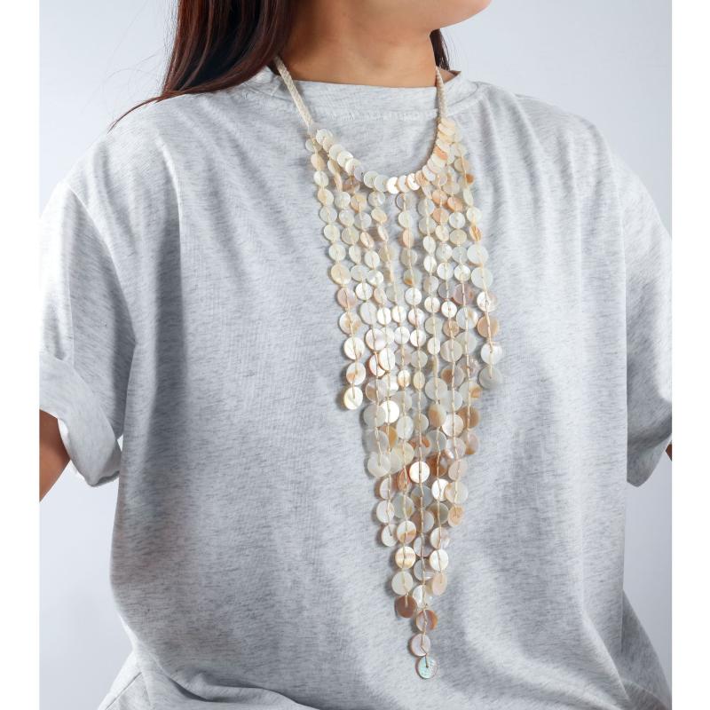 Bead Handmade Woven Shell Tassel Necklace Summer Beach Style Multi-Layered Collarbone Chain Women'S Fashion Jewelry Accessories