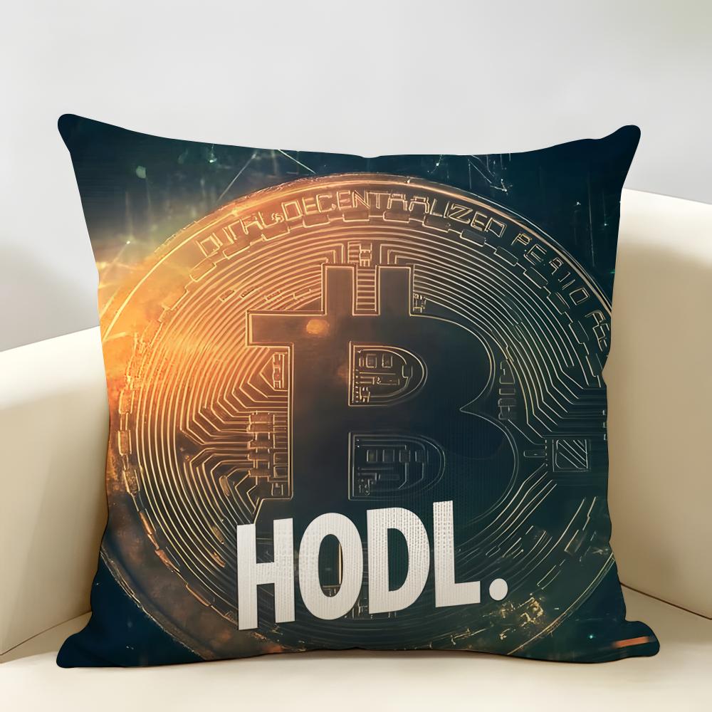 Cool Bitcoin Fashion Luxury Cushion Cover Natural Linen Organic Fabric DoubleSided Printing Room Sofa Decor Pillow Case