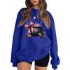 Women's Color Neck Long Sleeve Loose Fit Sweatshirt with Halloween Print