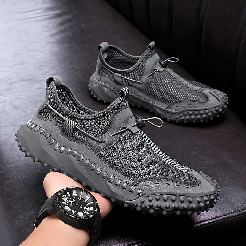 Fashion Summer Breathable Handmade Designer Slip On Casual Mens Shoes Thick Sole Hollow Out Sneakers Lightweight Outdoor Flats Moccasins