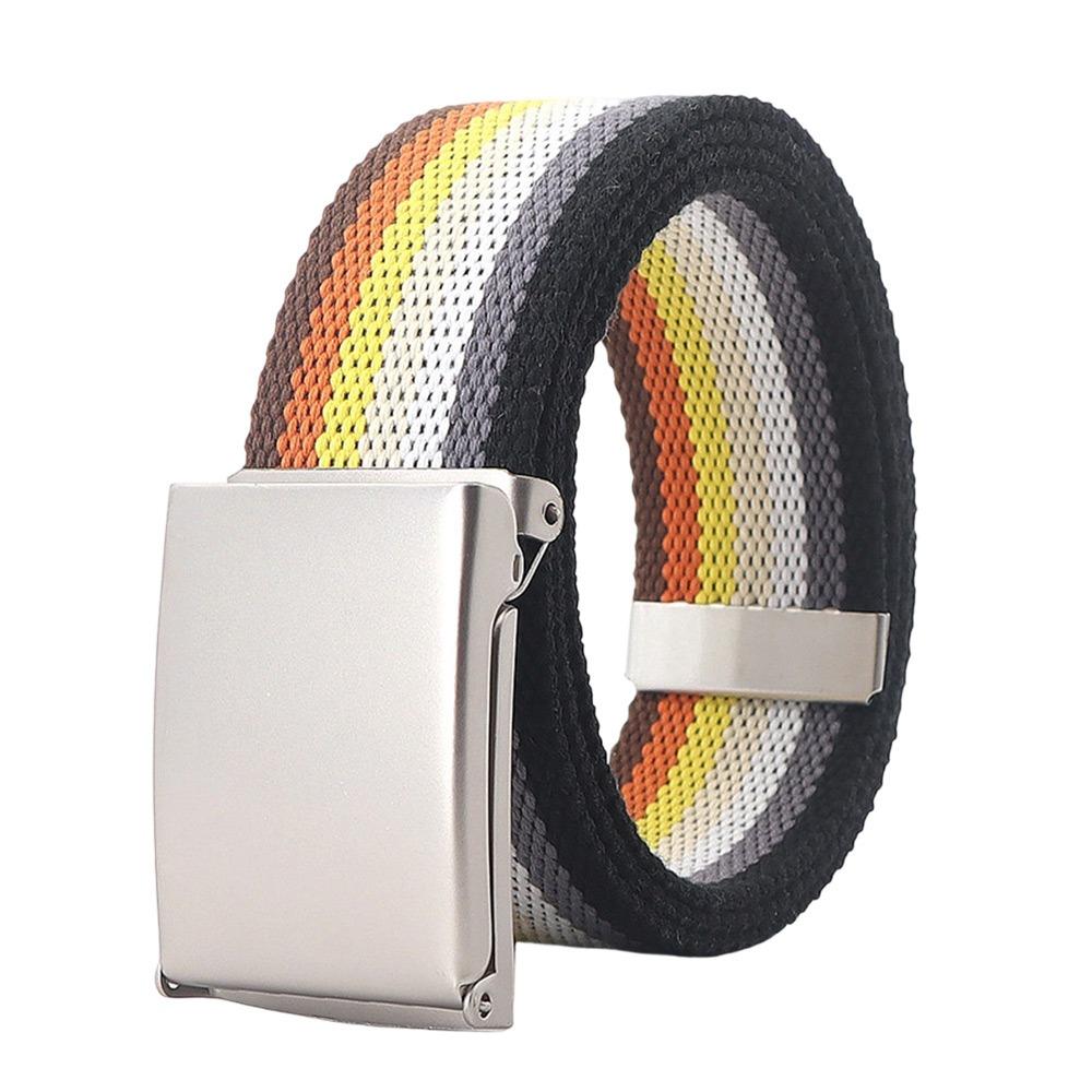 120cm Metel Buckle Belt Colorful Waistband Fashion Canvas Belt  Unisex