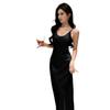 New French U-neck satin suspender dress women's autumn and winter waist temperament bottoming dress