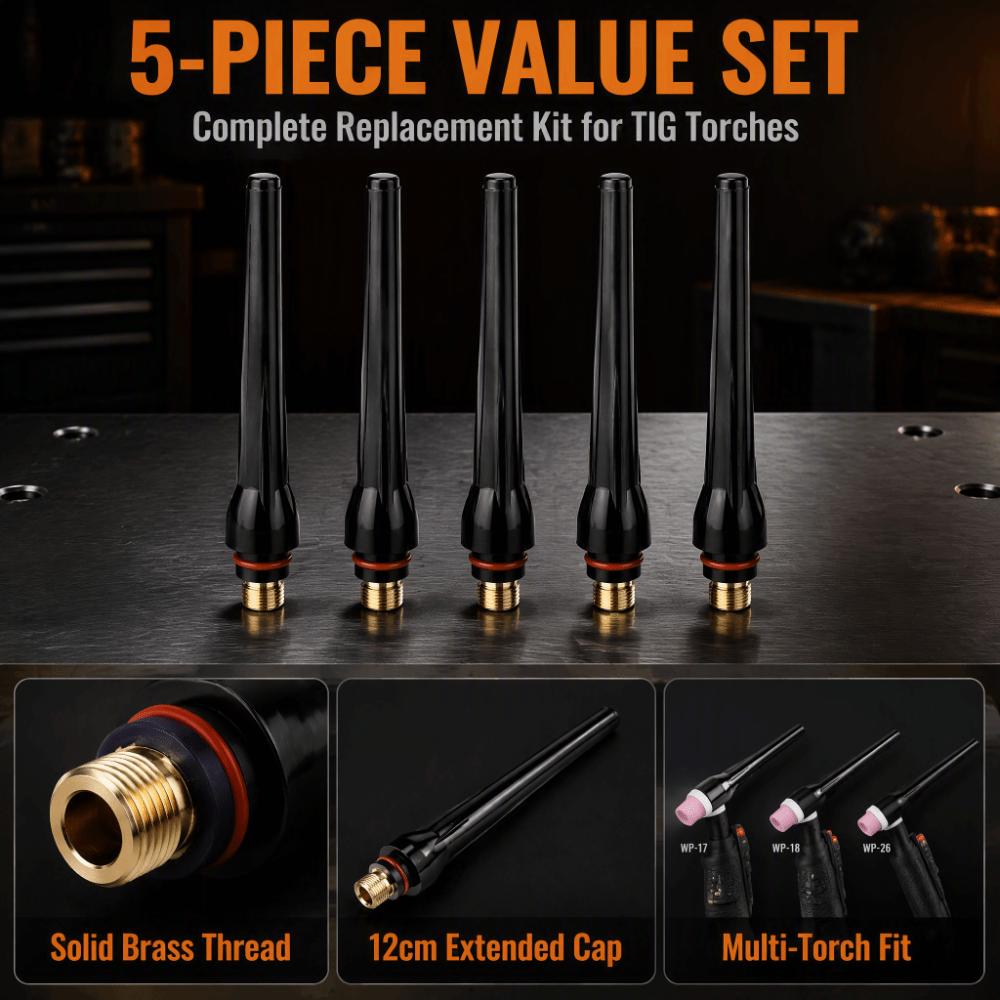 5pcs Compatible Cap TIG Welding Back Cap Black Welding Cutter Back Cap Welding Torch Accessories