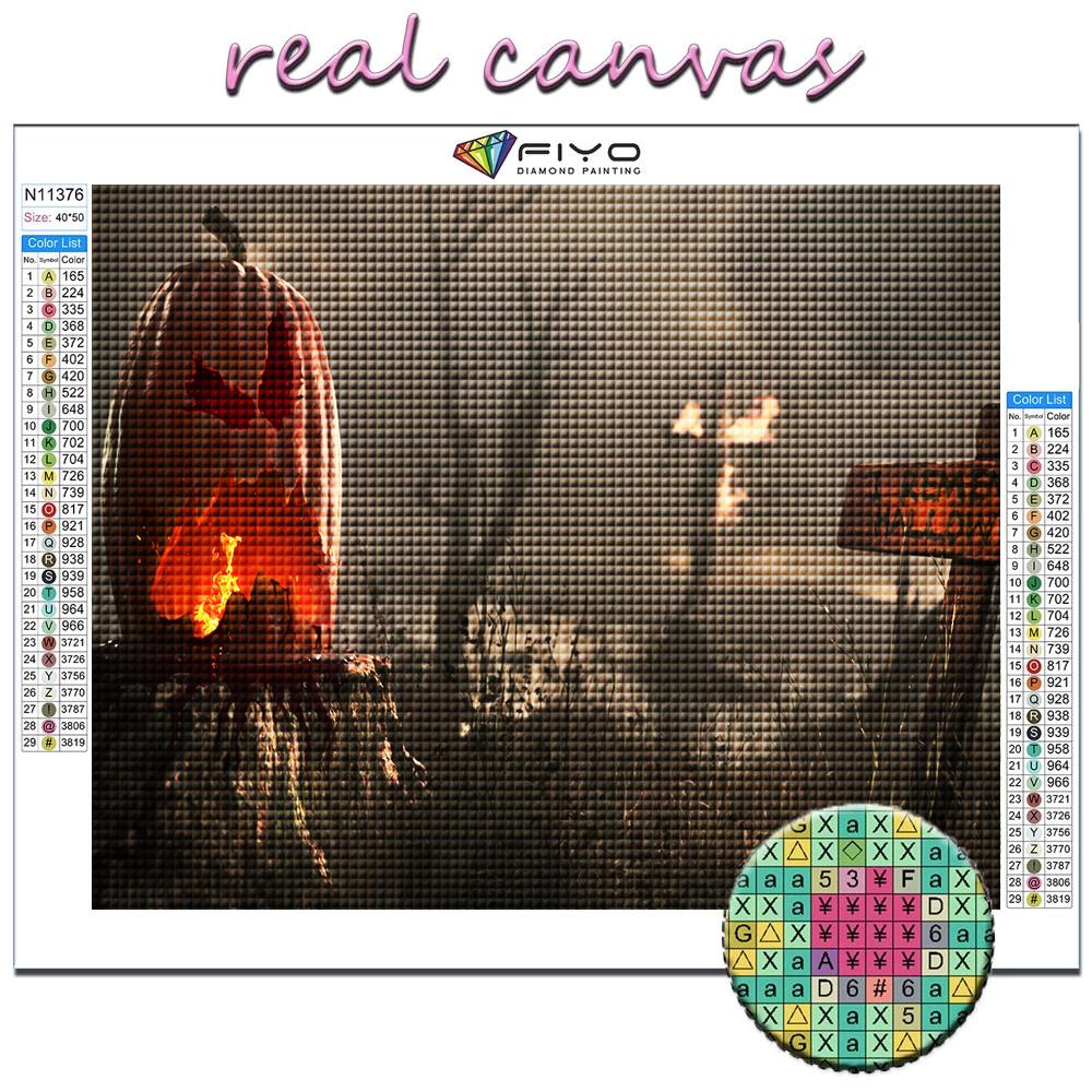 Diamond Painting Halloween Pumpkin And Witch Castle Embroidery Cross Stitch Rhinestone Home Decor