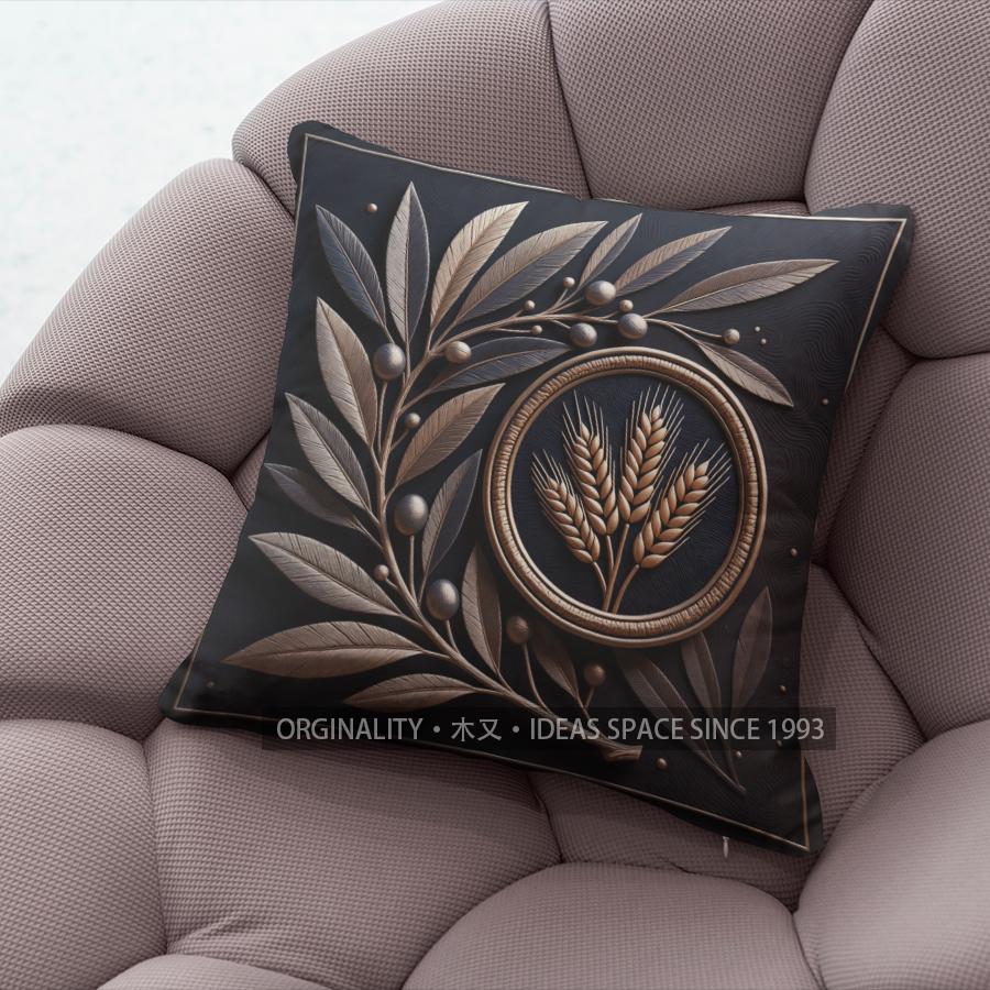 Vintage Botanical Wheat Olive Print Throw Pillow Covers Pattern Cushion Cover Suitable For Sofa Bedroom Car Pillow Cover