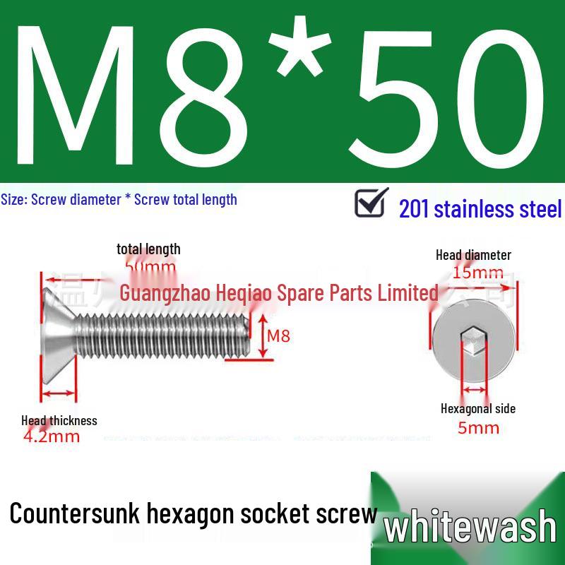 201 Stainless Steel Hex Socket Countersunk Flat Head Screws