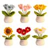 Gehäkelte Blume Dekoration Handgemachte Topfdekoration, Gestrickte Künstliche Sonnenblume Schreibtisch Dekorative Garn Dekoration, Geschenk für Frauen, Mama, Lehrer, Freundin,