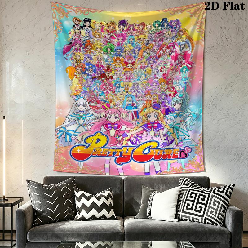 Pretty Cure Wall Tapestry Aesthetic Wall Hanging Printed Fabric Blanket Decorative Tapestries for Bedroom Living Room Home Decor