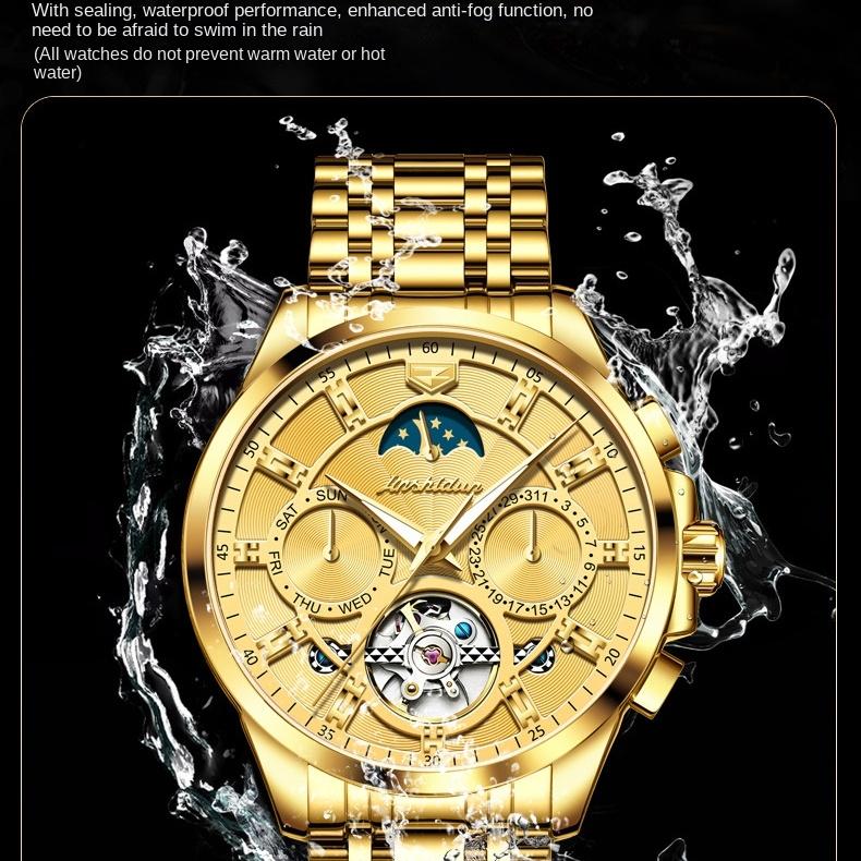 Orologio Meccanico Automatico Multifunzione Marca JINSHIDUN Tourbillon Orologio da Uomo Orologio da Uomo