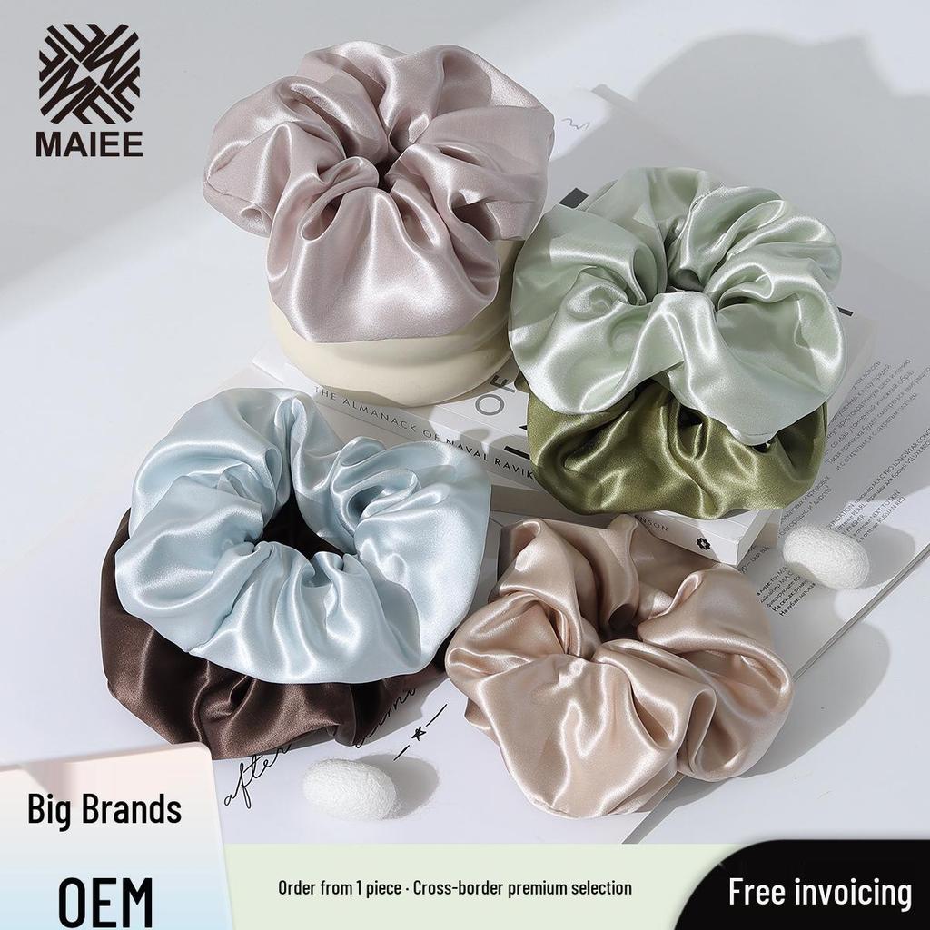 7cm Extra Large Silk Hair Tie - 22 Momme, Large Intestine Ring, 55cm Fabric, Custom Label Available
