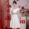 One-word Shoulder Dress, Small Evening Dress, First Love, Small White Dress, French Socialite Registration, Small People Can Usually Wear
