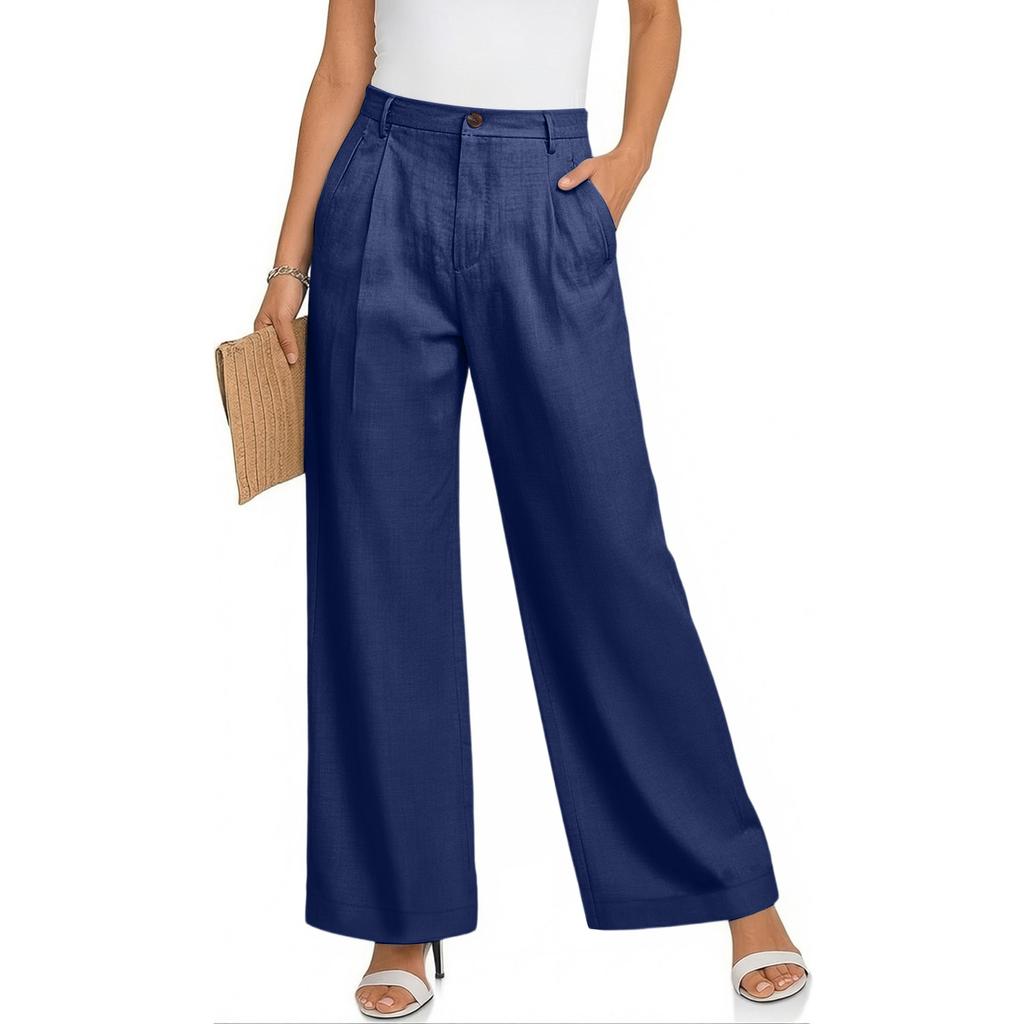 Ladies' Color Casual Fashion Breathable Loose Cotton And Linen Pants