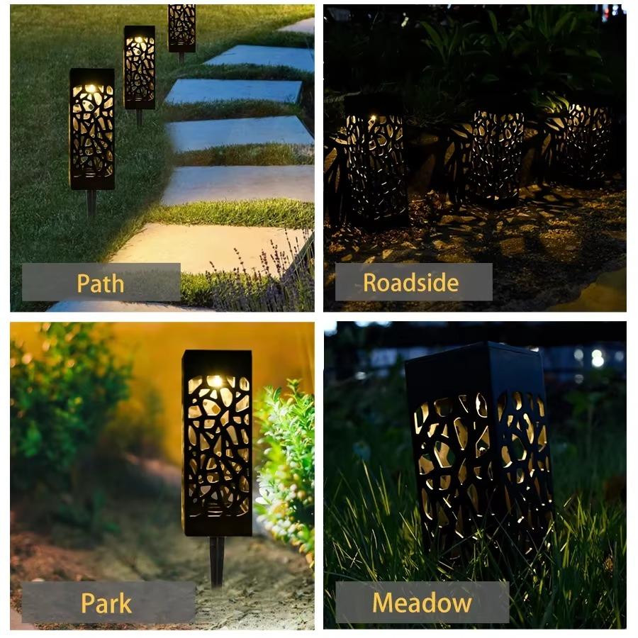 6PCS Outdoor LED Solar Lights Solar Powered Garden Lamp Waterproof For Yard Patio Lawn Pathway Walkway Decoration Lighting