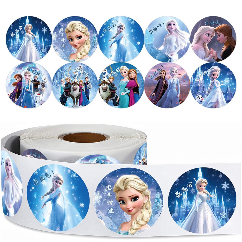 500Pcsroll Disney Frozen Cartoon Reward Stickers Anime Princess Elsa Sealing Decals Notebook Laptop Phone Sticker For Kids Toy