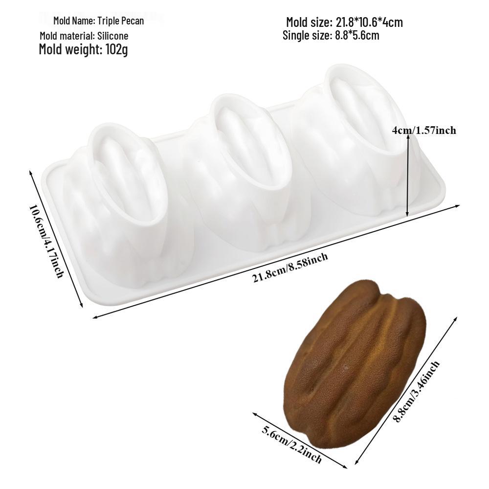 3D Puuviljamousse Silikoonist Koogivormid: Pirn, Õun, Ananass, Virsik, Durian, Vaarikas.