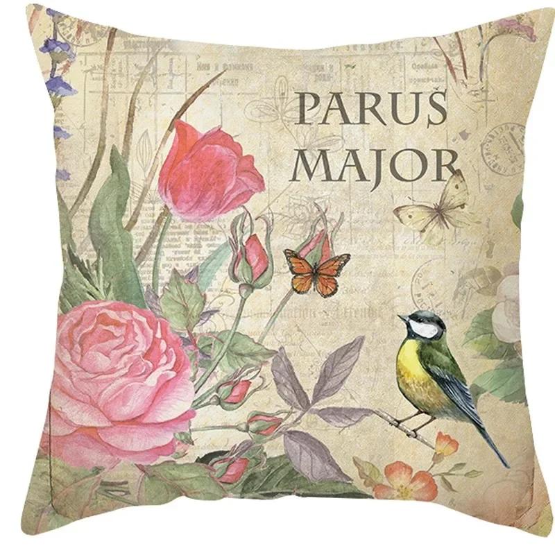 45x45cm Hot Selling Flower Ink Painting Polyester Pillowcase Cushion Cover Sofa Cushion Cover Home Pillowcase Decoration