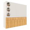 Wardrobe, 225 X 50 X 200 Cm, with 10 Doors, 2 Clothes Rails and 3 Drawers, for Bedroom, Hallway, Children's Room or Office, Light Oak