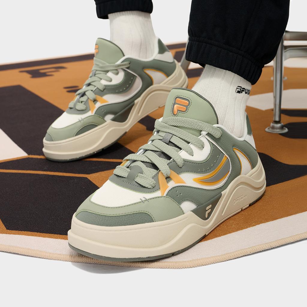 FILA Fusion Casual Versatile Low-Top Sneakers Men sneakers Milk-White Hot-Basil-Green T12M432201FGC