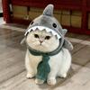 Cat Headwear Warm Shark Shaped Adjustable Kitten Clothing Accessories Pet Headwear For Party Dress Up Photography Cosplay Set