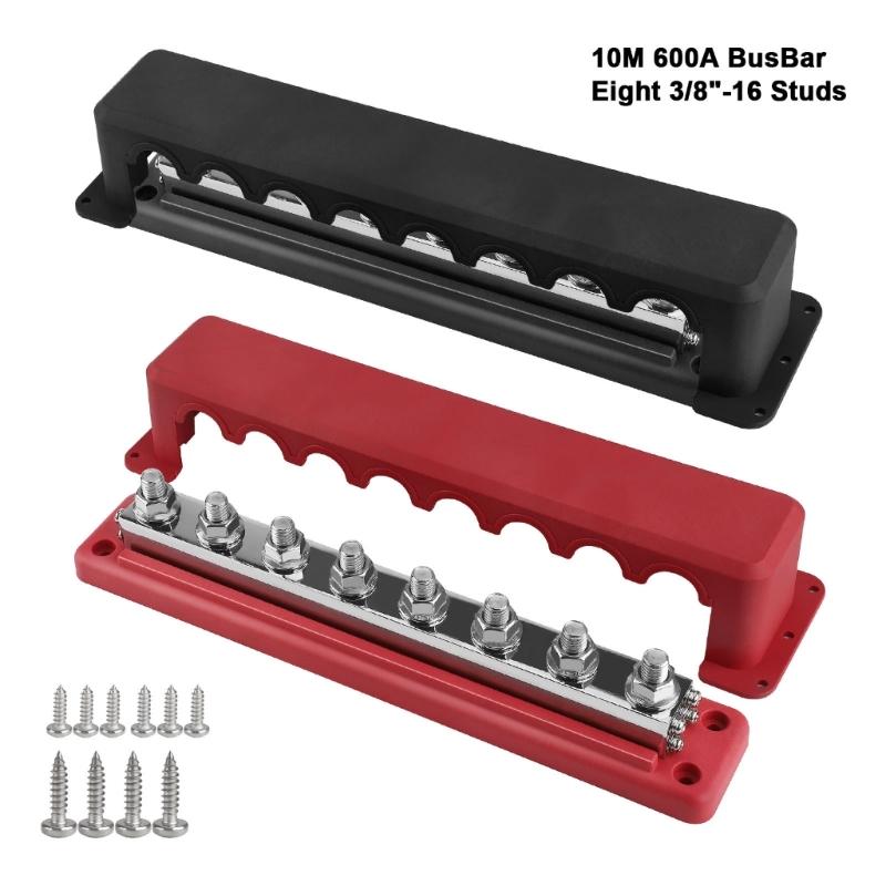 Marine Bus Bar 48V with 3/8” Post,Battery Bus Bar with Cover 600A Power Distribution Terminals Block for Car