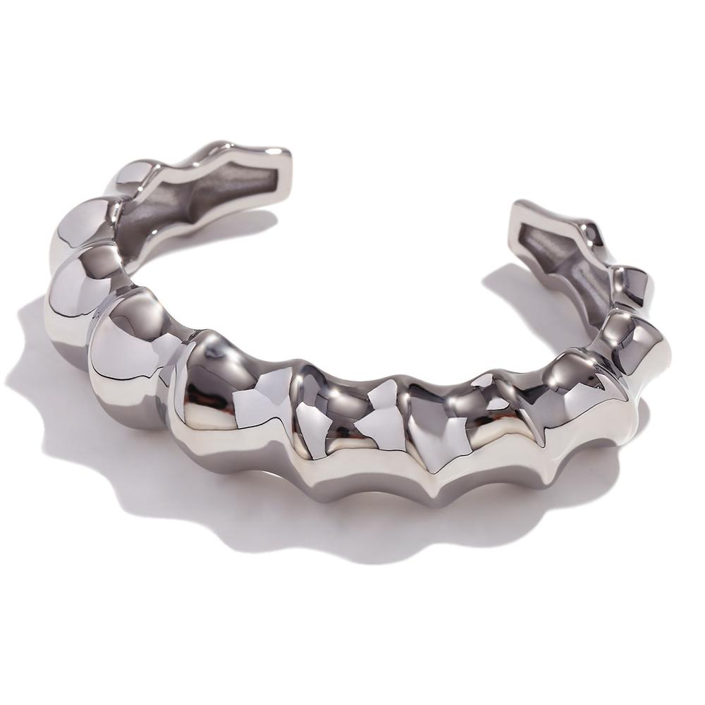 

MamacitaSlay New Design Stainless Steel Geometric Open Bracelet Party Waterproof Wrist Jewelry Women s Charm Accessories Gift срібний