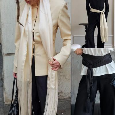 Breathable Fringed Shawl Soft Solid Scarf New Tassel Scarf  Jeans Decoration