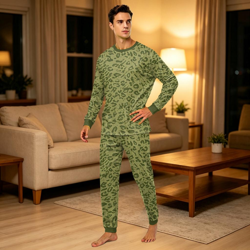 Family Matching Printed Set with Long Sleeve Top and Pants - Casual Comfortable for Parent and Child