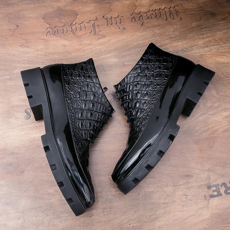 38-44 Herren Übergröße Modische Hochgeschnittene Dicke Sohle Höhenvergrößernde Lässige Lederschuhe Business Lederschuhe