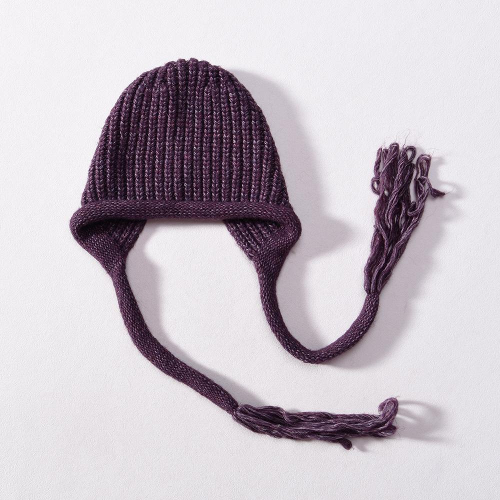 Herbst- und Winter-Neuheit, mehrfarbige Wollstrickmütze, Schnür-Outdoor-Wollmütze, warm und winddicht, gerollter Rand zur Betonung des Gesichts, kleine Mütze