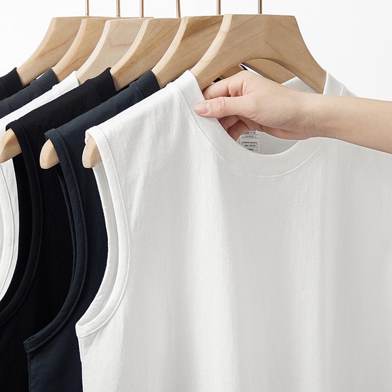 

Unisex Loose-Fit Cotton Tank Top: Men s Crew Neck Sleeveless Tee, Breathable Summer Vest L (60-70 kg)