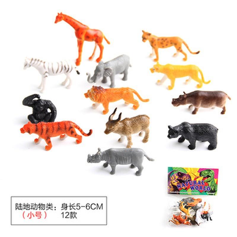 12 Models of Animal Toys, Trumpet Simulation, Static Animal World Wildlife Suit Toys for Children