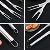 Barbecue Carving Fork Cooking Fork Steak Clamp Picnic Fork Stainless Steel BBQ Serving Grill Meat Roasting Grilling Fork