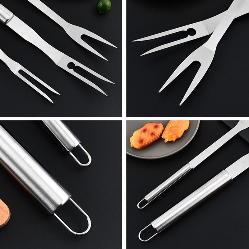 Barbecue Carving Fork Cooking Fork Steak Clamp Picnic Fork Stainless Steel BBQ Serving Grill Meat Roasting Grilling Fork