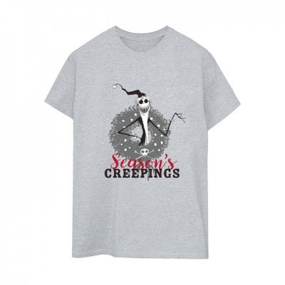 Womens/Ladies The Nightmare Before Christmas Seasons Creepings Wreath Cotton Boyfriend T-Shirt