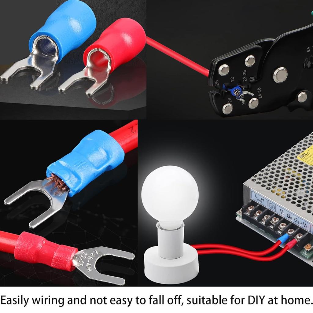 Automotive Insulated Electrical Wire Connector Kit Assorted Male Female Spade Ring Fork Butt Crimp Terminals Lugs Set for Cable