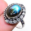 Labradorite Gemstone Handmade 925 Sterling Silver Jewelry Ring Size 8.5