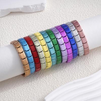 Stainless Steel DIY Bracelet with Smooth Pattern and Elastic Italian Charm Chain.