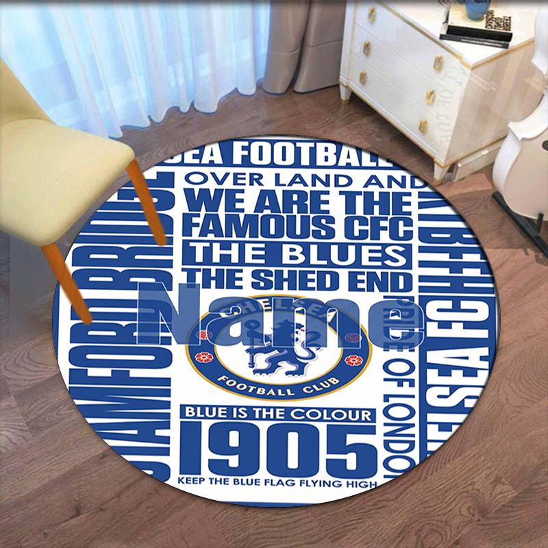 Custom Name Chelsea Football Club Printed Round Rug Carpet Chair Rug Area Rug Entryway Doormats,for Office Chair Living Room Bedroom Kitchen Room.