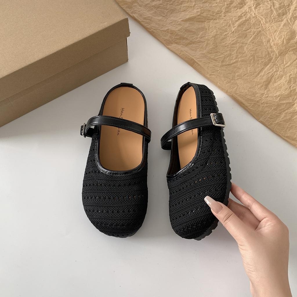 Internet celebrity explosion black retro thick bottom bag head slippers women 2025 new summer wear with skirt French cool slippers