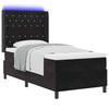 LED Box Spring Bed with Mattress Black 100 X 200 Cm Velvet